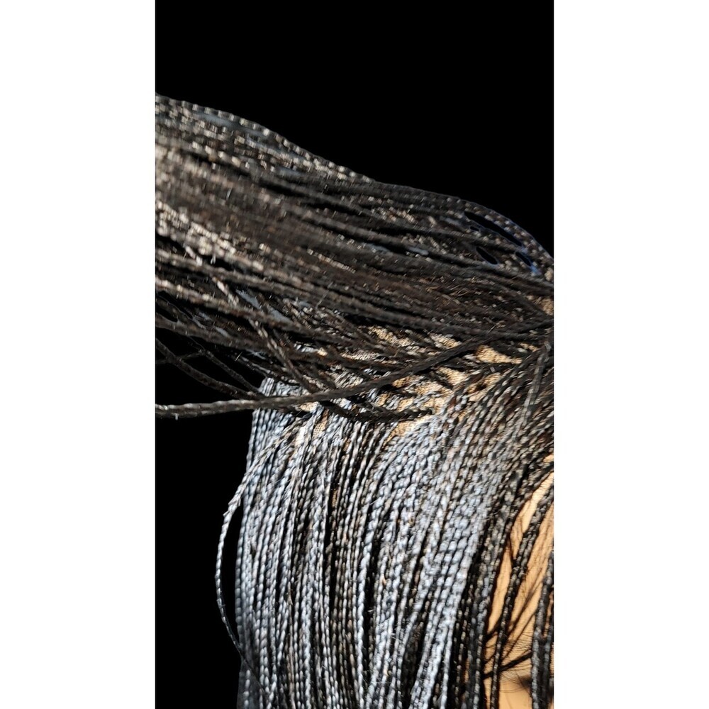 Jet Black Micro Million Braids Full Lace Wig NWT LONG - Picture 10 of 16
